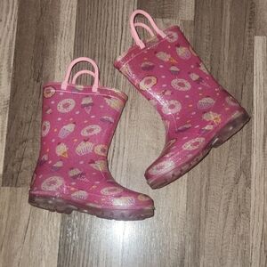 Pink Kids Rain Boots with Donut Print